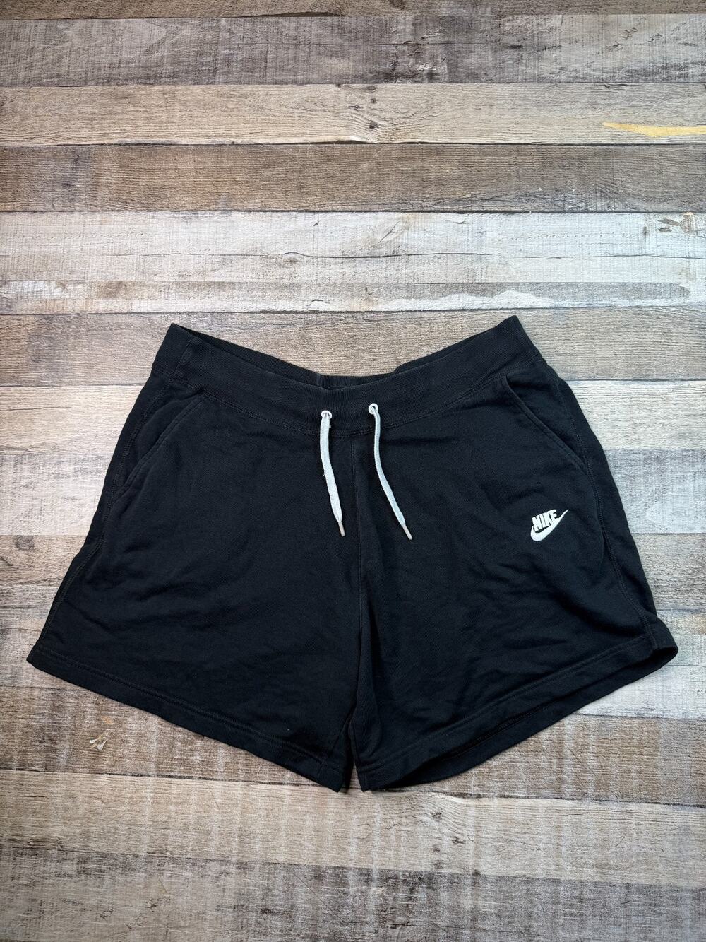 Nike Essentials Cotton Sweat Shorts Black Women's XL Lounge Casual 5" Logo
